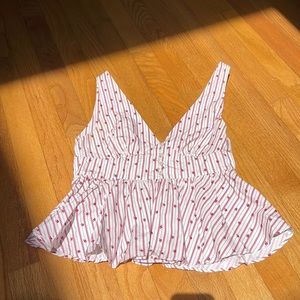 Zara red flower striped tops